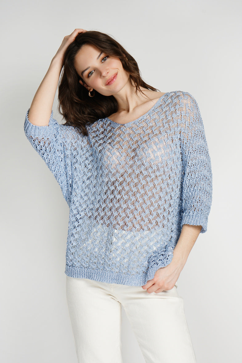 PULL CROCHET BLU CIELO