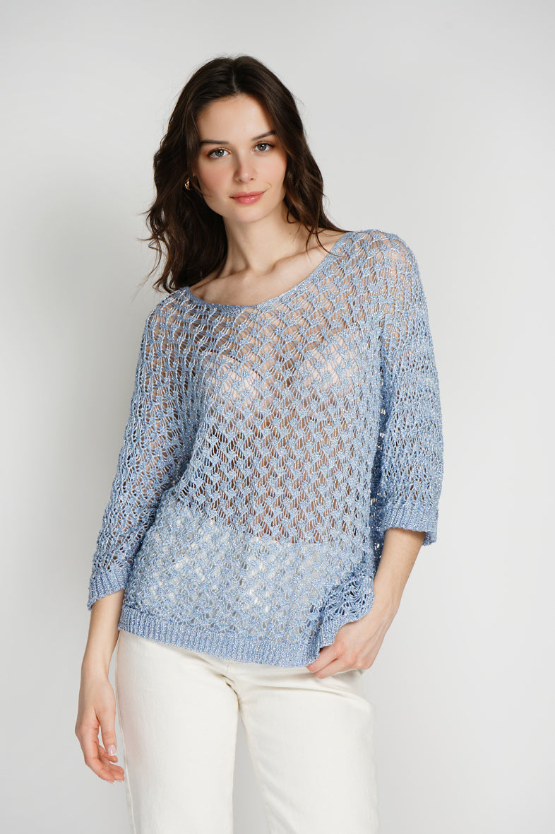 PULL CROCHET BLU CIELO