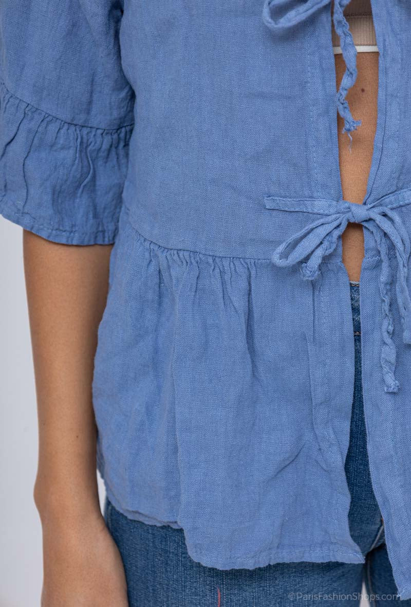 BLOUSE EN LIN 3 NOEUDS CARMEN
