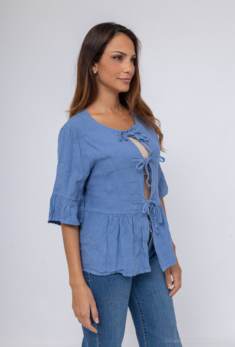 BLOUSE EN LIN 3 NOEUDS CARMEN