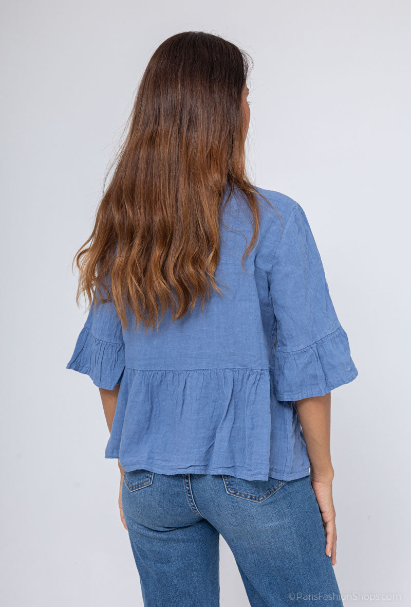 BLOUSE EN LIN 3 NOEUDS CARMEN