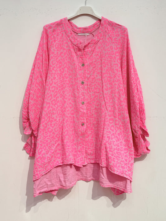 CHEMISE PETIT LÉOPARD EN GAZ DE COTON