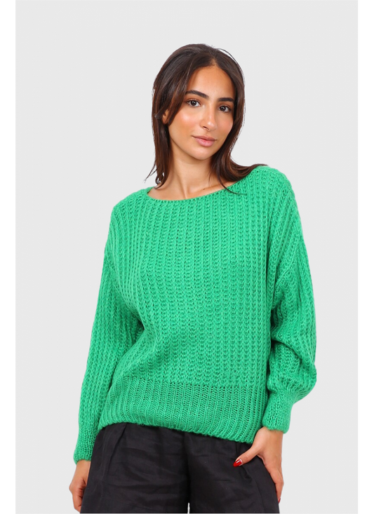 PULL EN MAILLE RÉVERSIBLE A TORSADES